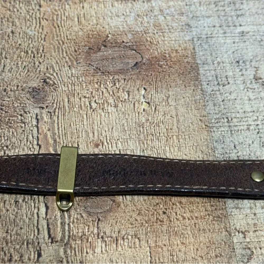 myfamily El Paso Genuine Embossed Italian Leather Dog Collar, Brown
